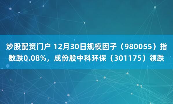 炒股配资门户 12月30日规模因子（980055）指数跌0.08%，成份股中科环保（301175）领跌